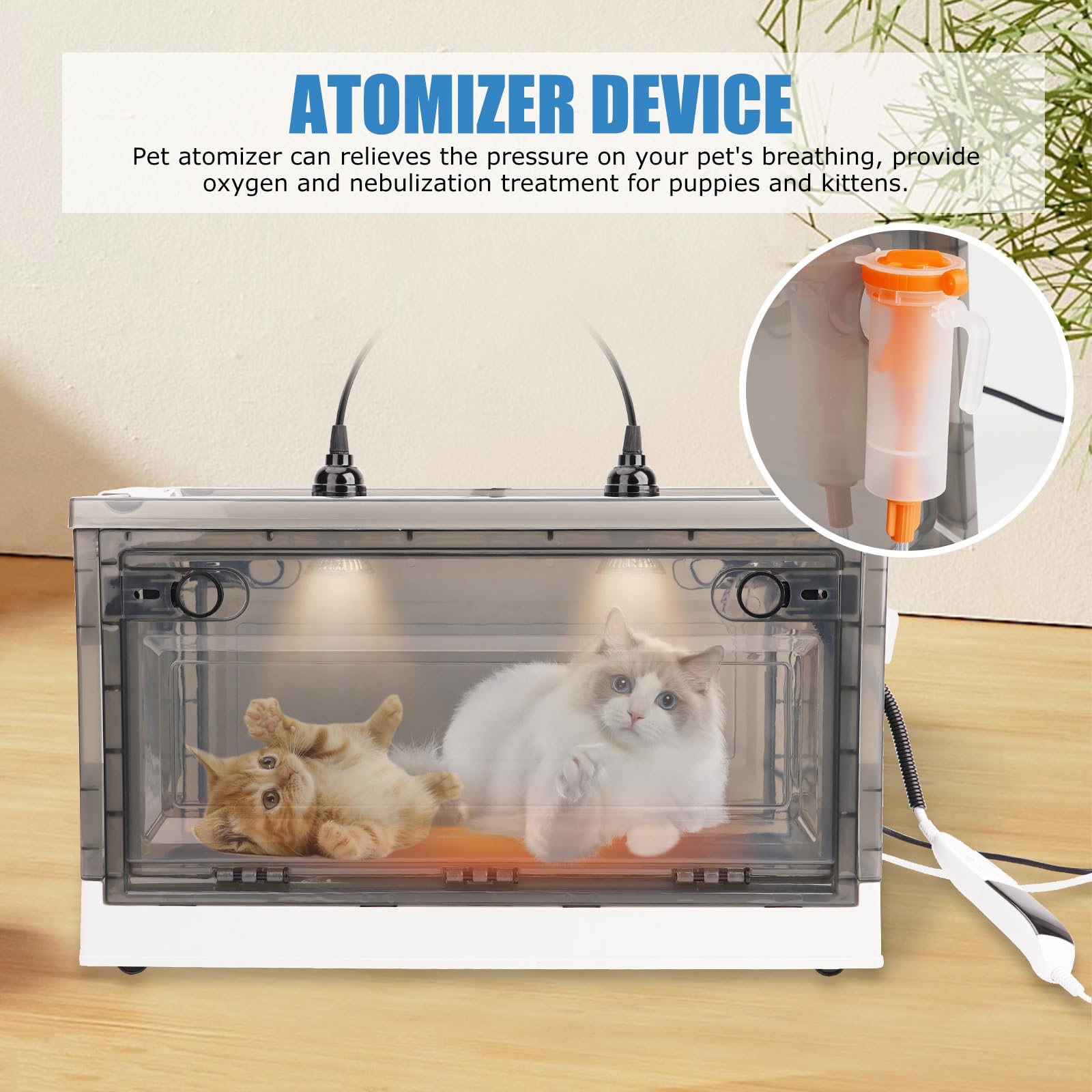 85 Incubadora para Cachorros y Gatitos Plegable Caja Incubadora para Perros con Calefacción Termómetro Visual Nebulizador para Mascotas Aves PáJaros Reptiles (85 L)