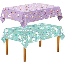 Plastic Tablecloth 54x108 Inch, 2Pack Disposable Rectangle Table Cloth/Cover for Easter Table Decor
