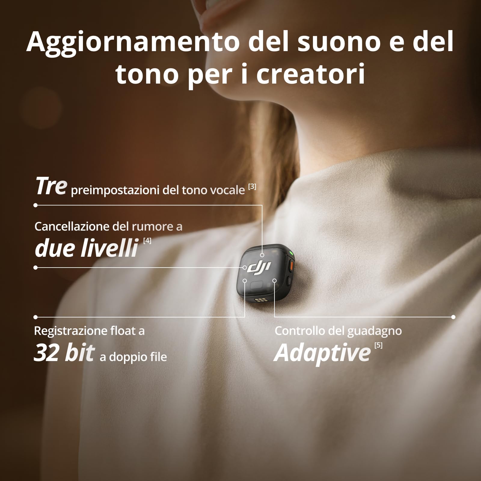DJI Mic 3 wireless microfono per iPhone fotocamera Android 28 ore vlog