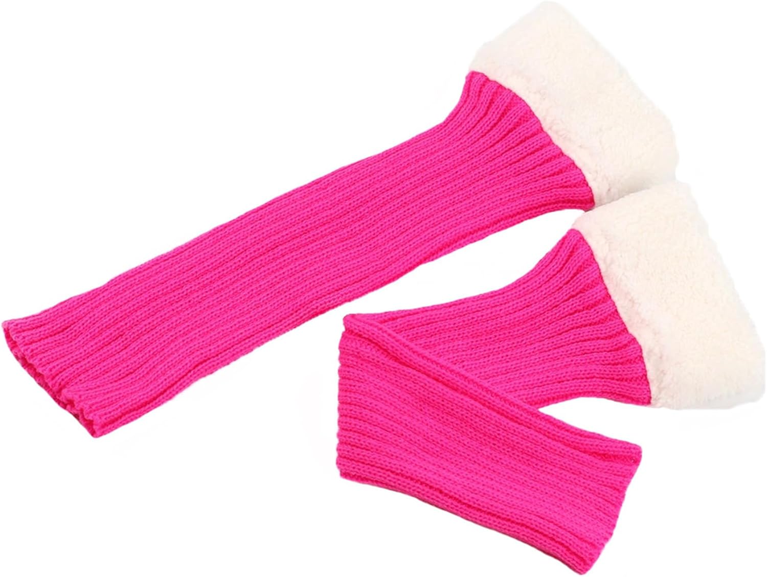 レディースレッグウォーマー、ニットネオンレッグウォーマー、リブレッグウォーマー、スポーツパーティーヨガアクセサリー、明るい色, レッ