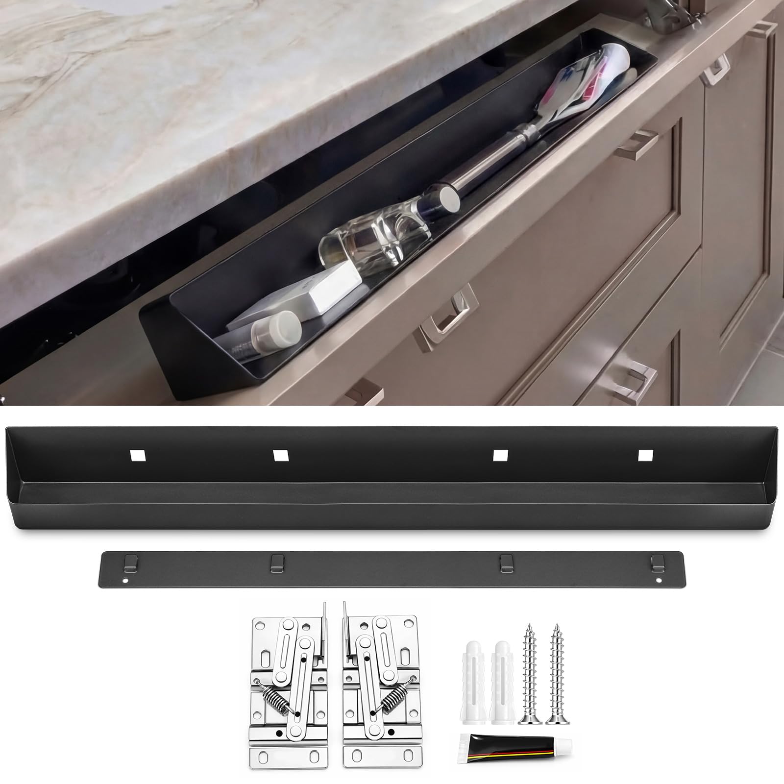Zonon 1 Set 25 Inch Tip Out Tray for Front Sink Kitchen Drawer, Matte