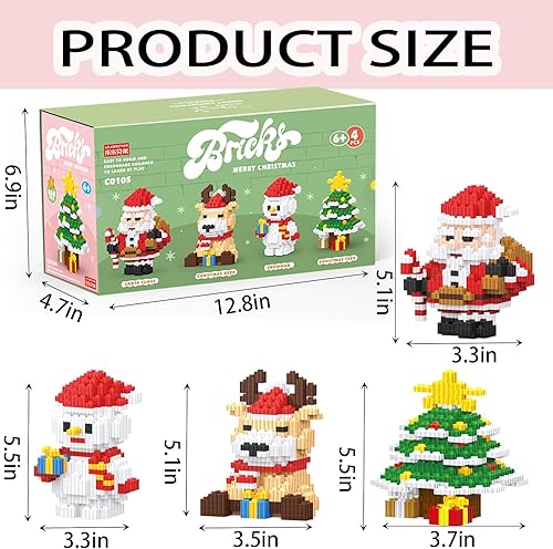 Miniatura 3 de Juego de bloques de construcción de Navidad 4 en 1 compatible con Lego Christmas Micro Blocks apilables, juguetes nuevos, caja de regalo de Año