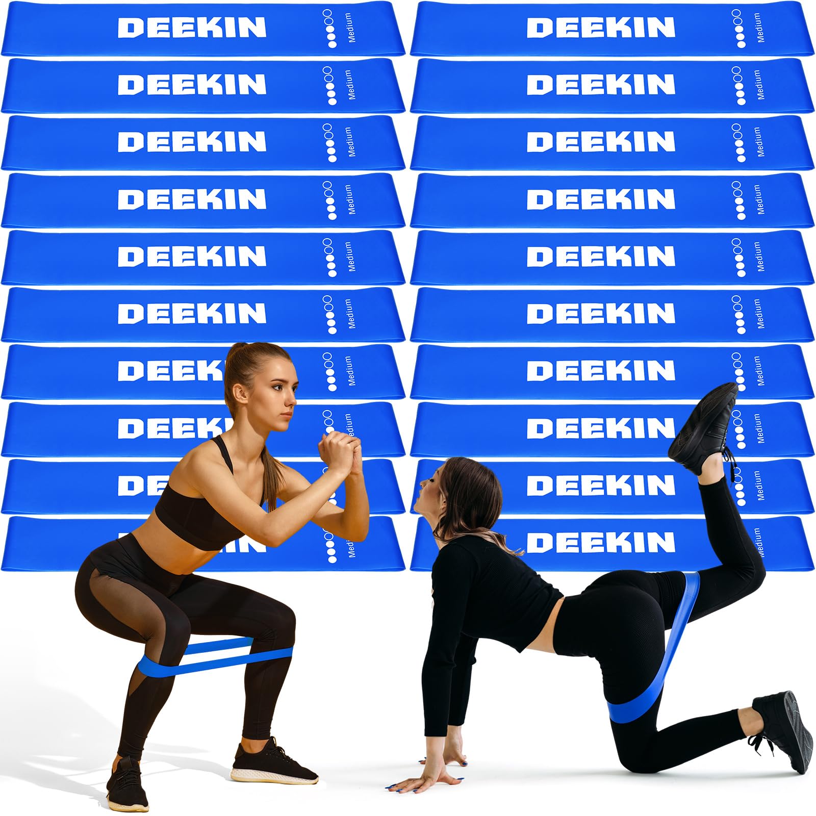 Deekin 20 Bandas de Resistencia, Bandas de Resistencia, Equipo de Ejercicio, Banda elástica para Mujeres y Hombres, Fitness en casa, Gimnasio, Yoga (Azul, 25-30 Libras)