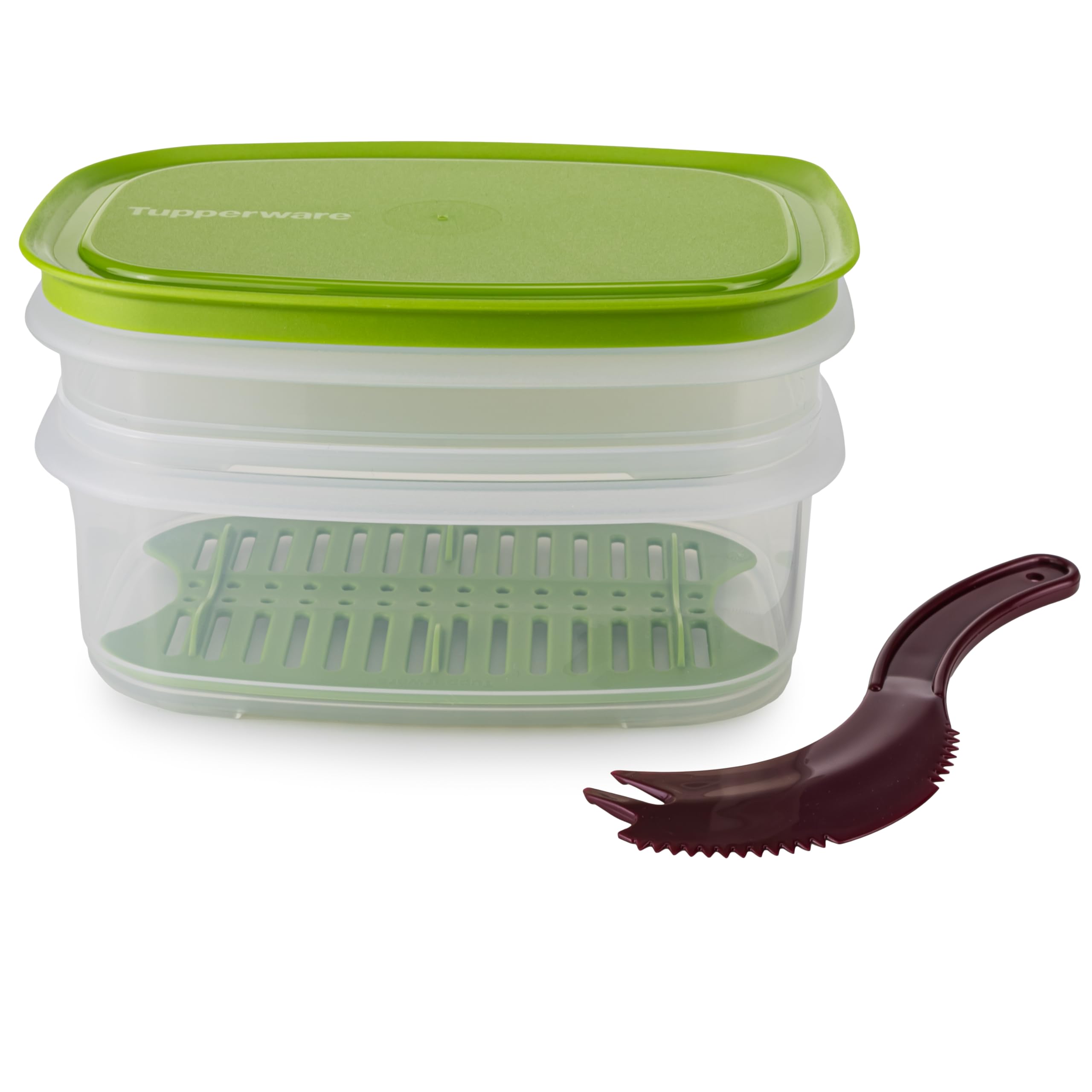Tupperware Junior-Cool n' Fresh Behälter grün 640 ml + 260 ml Kühlschrank Wurstbox Frischhaltebox (inkl. Käsemesser) Küche, Haushalt & Wohnen
