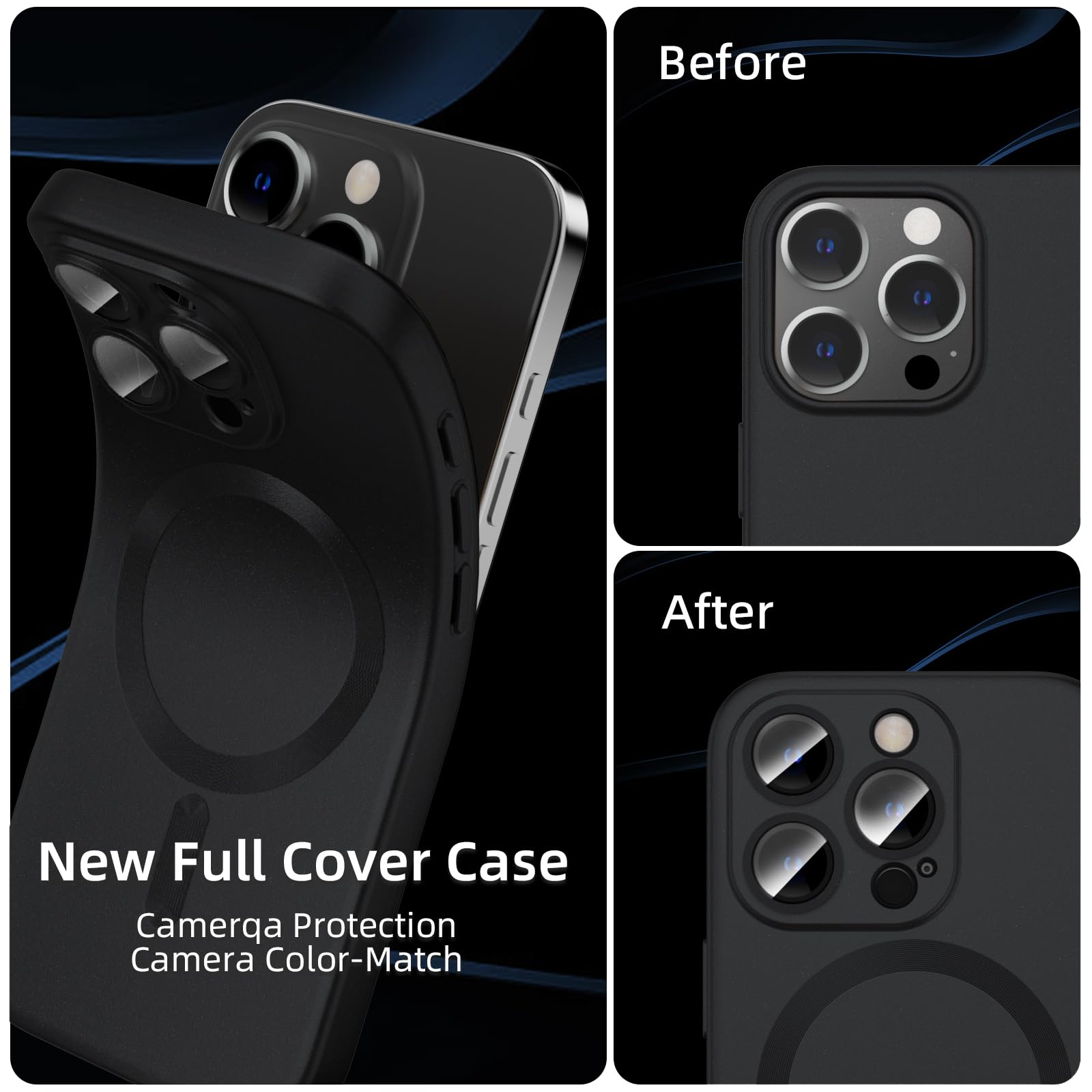 X-level Cover Compatibile con iPhone 16 Pro, Custodia con Mag-Safe Silicone Vetro Temperato Magnetica Slim Ultra Sottile e Anti-Graffio Morbida TPU Anti Scivolo Case per iPhone 16 Pro- Nero