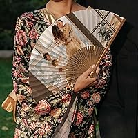 Vista 10 de WERWAES Personalized Folding Fan with Custom Photo Hand Held Fans Foldable for Wedding Dancing Saloon Cosplay Party Props Decorative Folding Fans