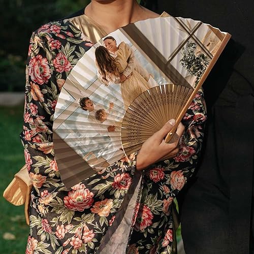 Miniatura 2 de Ventilador plegable personalizado con foto personalizada, abanicos plegables para bodas, bailes, salones, cosplay, fiestas, abanicos plegables