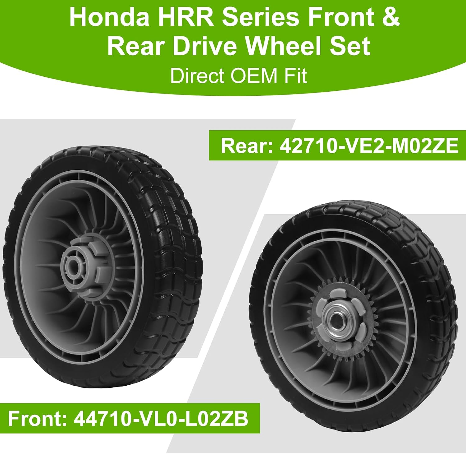 4 Pack Lawn Mower Drive Wheels Kit - 2 Rear Wheels 42710-VE2-M02ZE & 2 Front Wheels 44710-VL0-L02ZB - Direct Replacement for Honda HRR216 HRS216 HRT216 HRB215 HRB216 HRM215 HRZ216 Walk-Behind Mowers