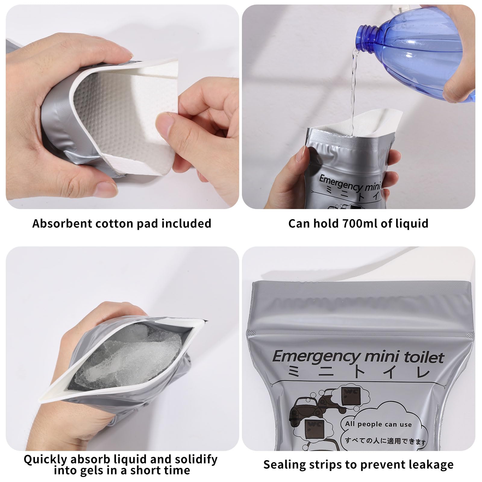 FREEBLOSS 100 Stück Einweg Pipibeutel Tragbare Urinbeutel Notfalltoilette Für Patienten Erwachsene Fahrer Reisen Outdoor Camping Roadtrip (Fassungsvermögen 700 ml)