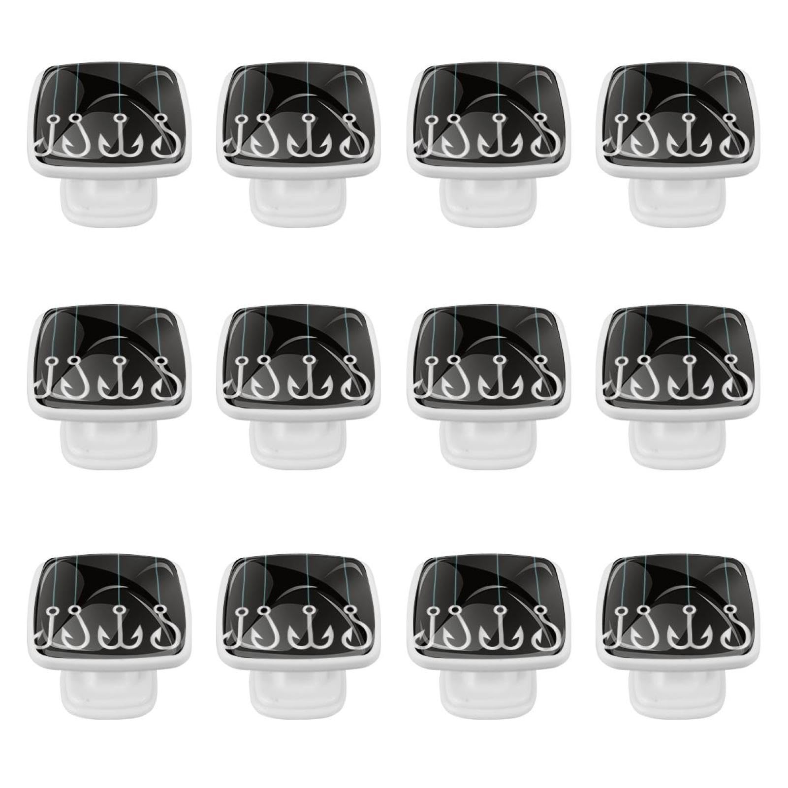 Cassetto quadrato moderno con viti (12 pz) nero e bianco modello gancio da pesca