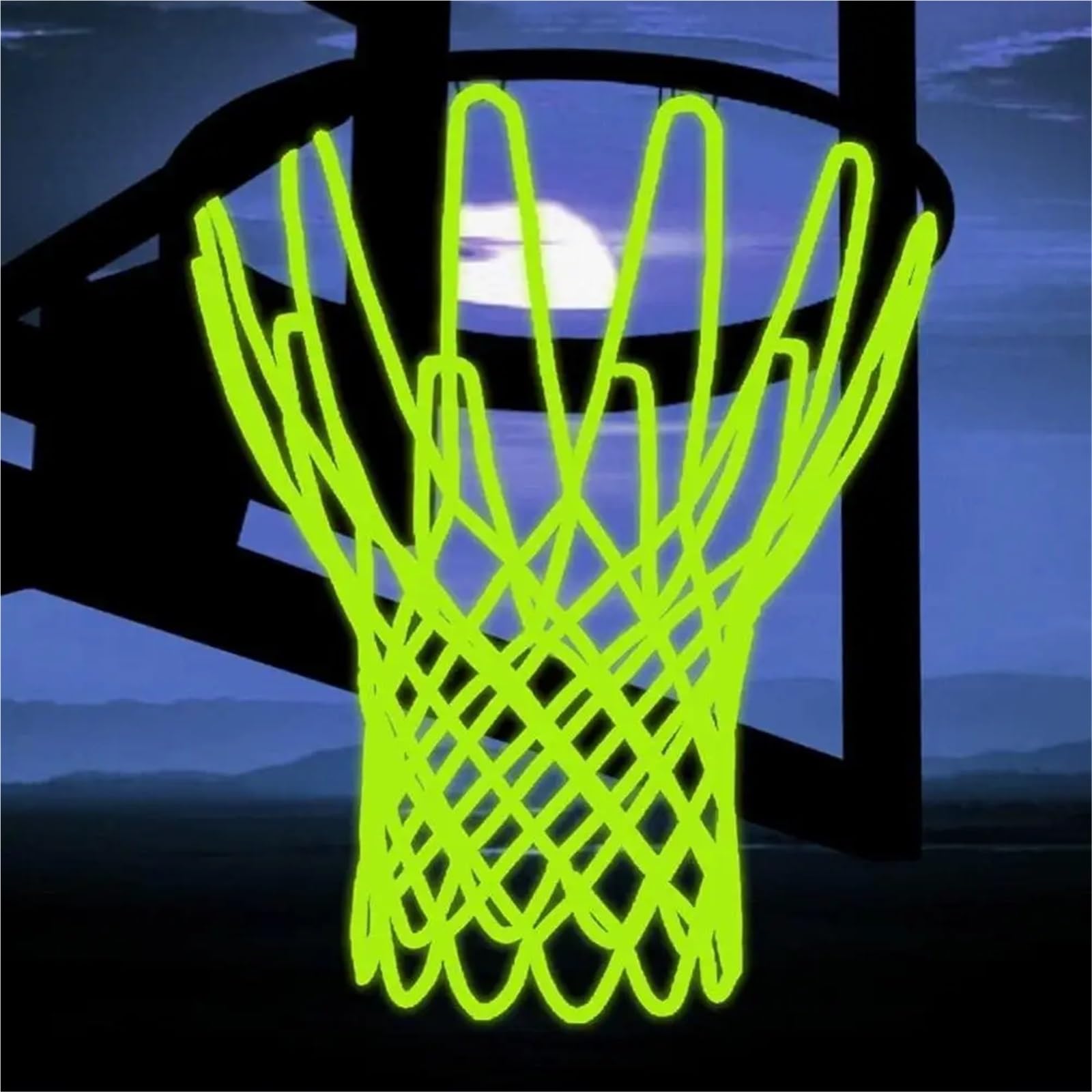 4er-Set Nachtlicht-Basketballnetz aus Nylon, leuchtender Korb, 12 Schlaufen Für Basketball