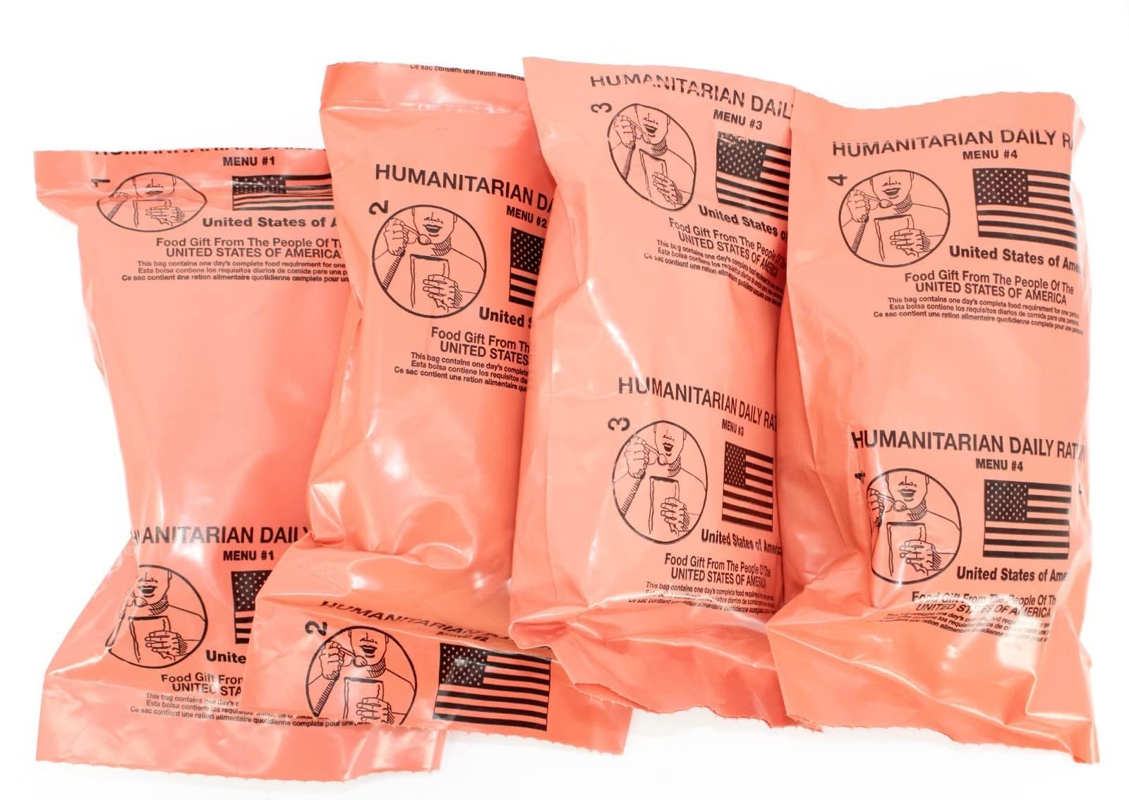 4 Meal HUMANITARIAN DAILY RATION MRE - RANDOM MENU - 2023