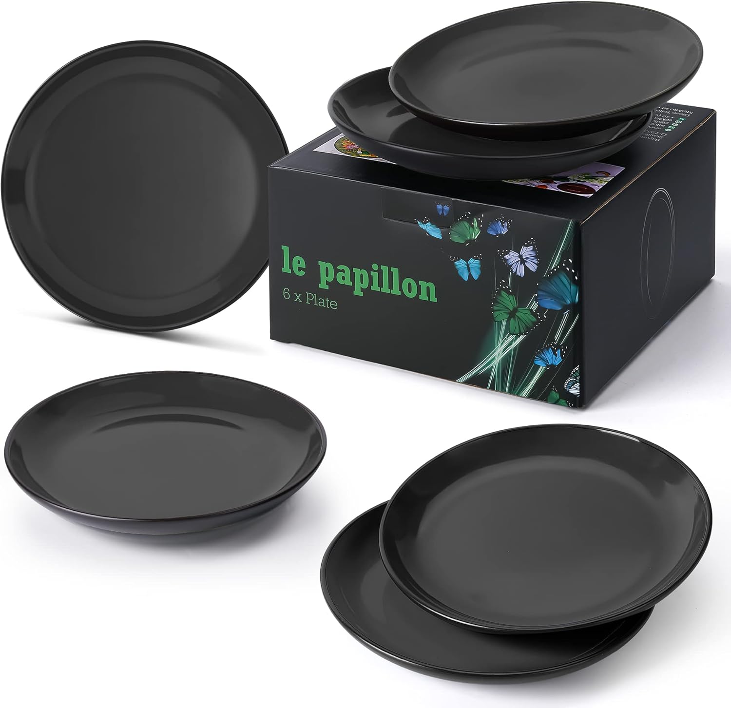 MIAMIO 6 x Plate/Dinner Plate Set Stoneware Ceramic