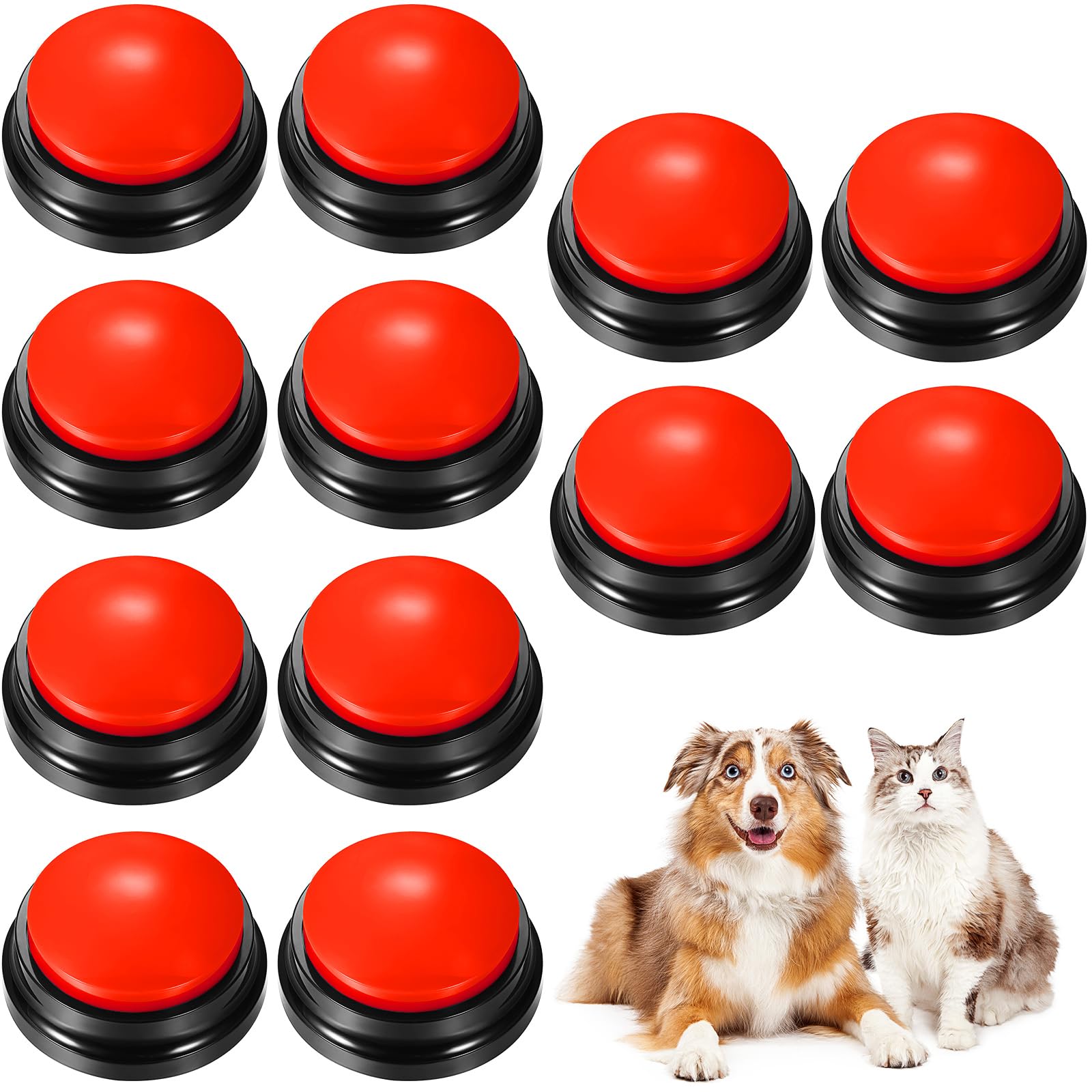 Chumia 12 Pcs Voice Recording Button, Dog Buttons for Communication 30 Second Record & Playback Pet Talking Training Buzzers Funny Gift for Animal