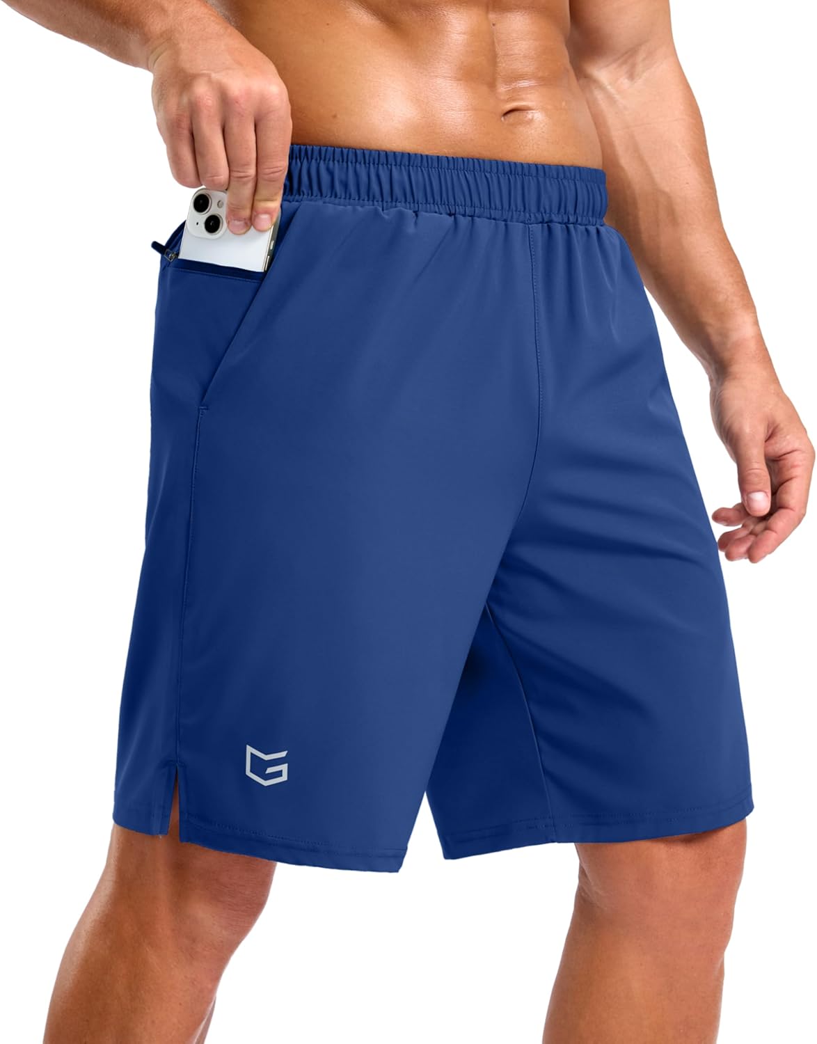 G Gradual Men's Workout Gym Shorts with 2 Zipper Pockets 7"/ 5"/ 9" Quick Dry Athletic Running Basketball Shorts for Men