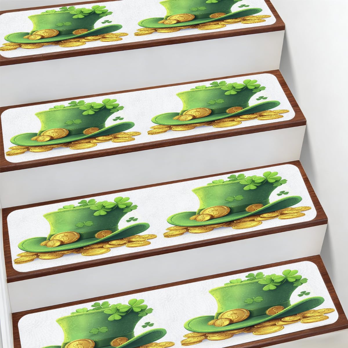 Protectores de escalera para interiores de 7.8x30 pulgadas alfombra para peldaños San Patricio