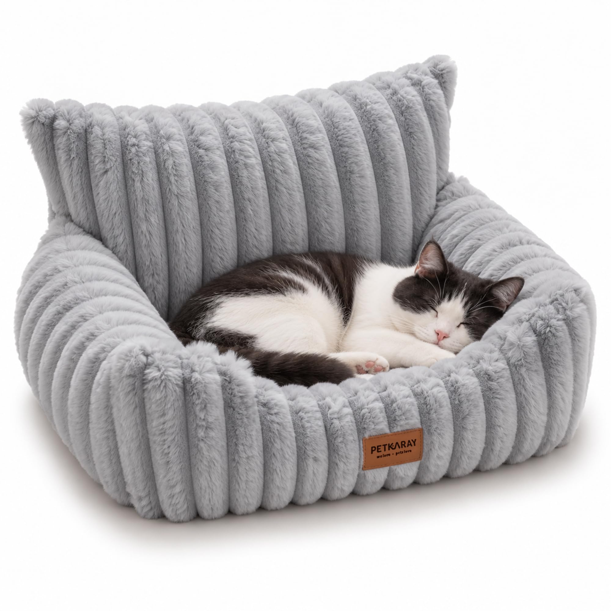 PETKARAY Cat Couch Bed, 24'' Soft Sofa for Indoor Cats, Machine Washable