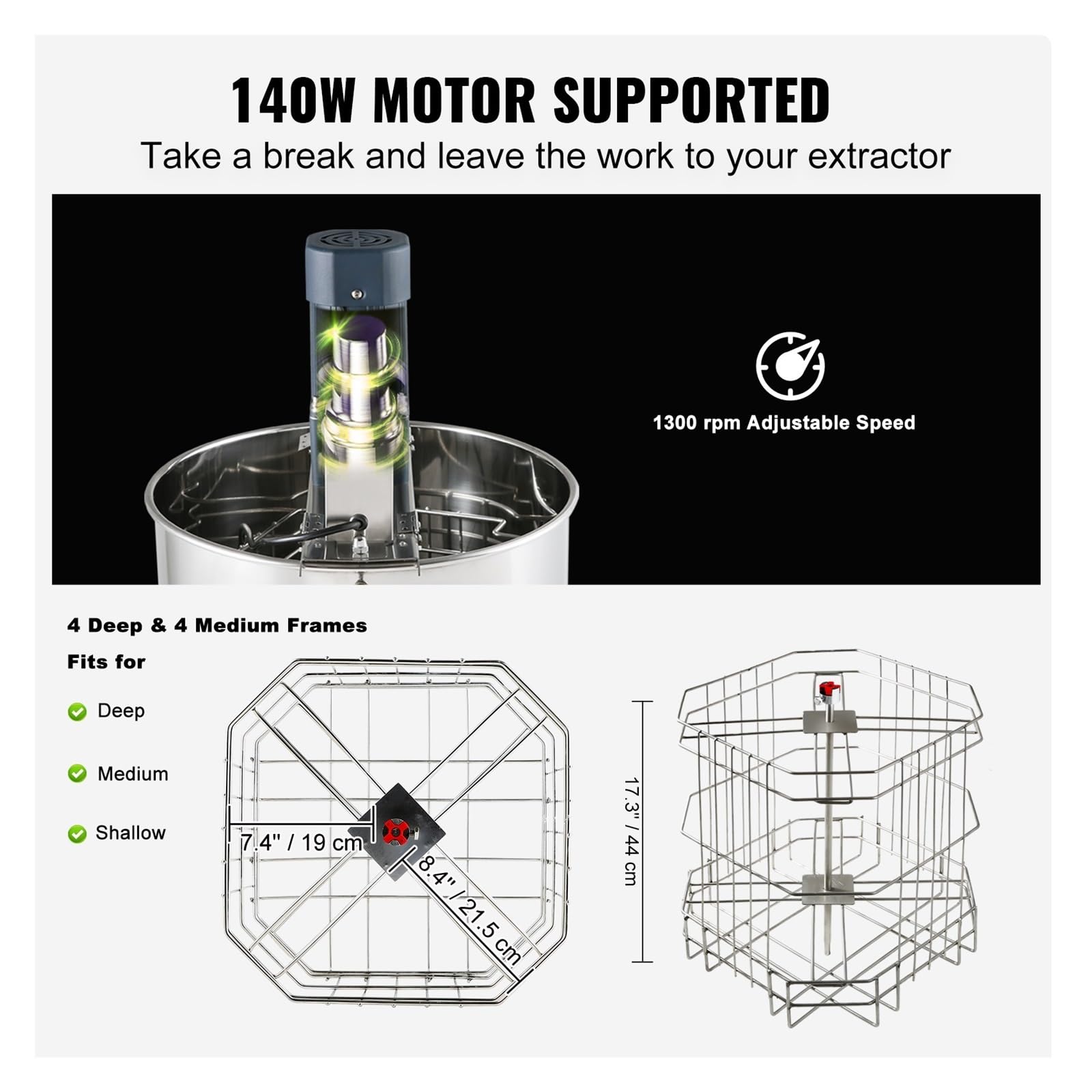 Miodarka 4/8 Fe Manual Electric Stainless Steel Honeycomb Wirówka Korbowa Wirówka Do Miodu Sprzęt Pszczelarski Pomocnik pszczelarza