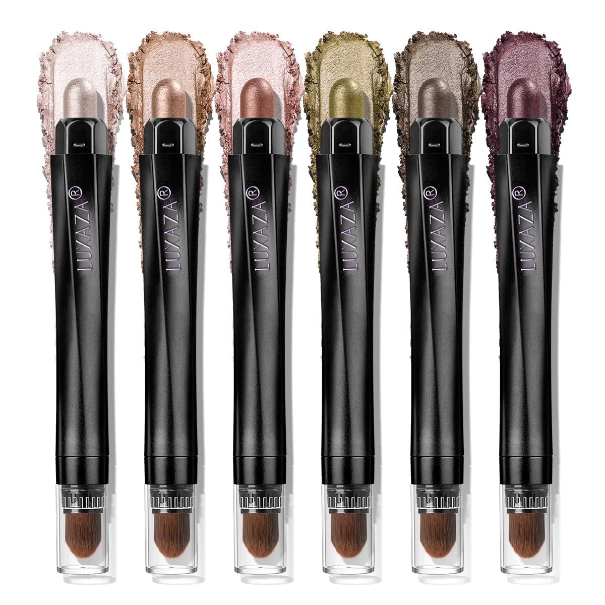 LUXAZA PRO Glanz-Lidschattenstift Make-up 6-teiliges Set, Pink Metallic Matt-Creme-Lidschatten Eyeliner-Aufheller-Bleistift-Stifte - DESERT WILD