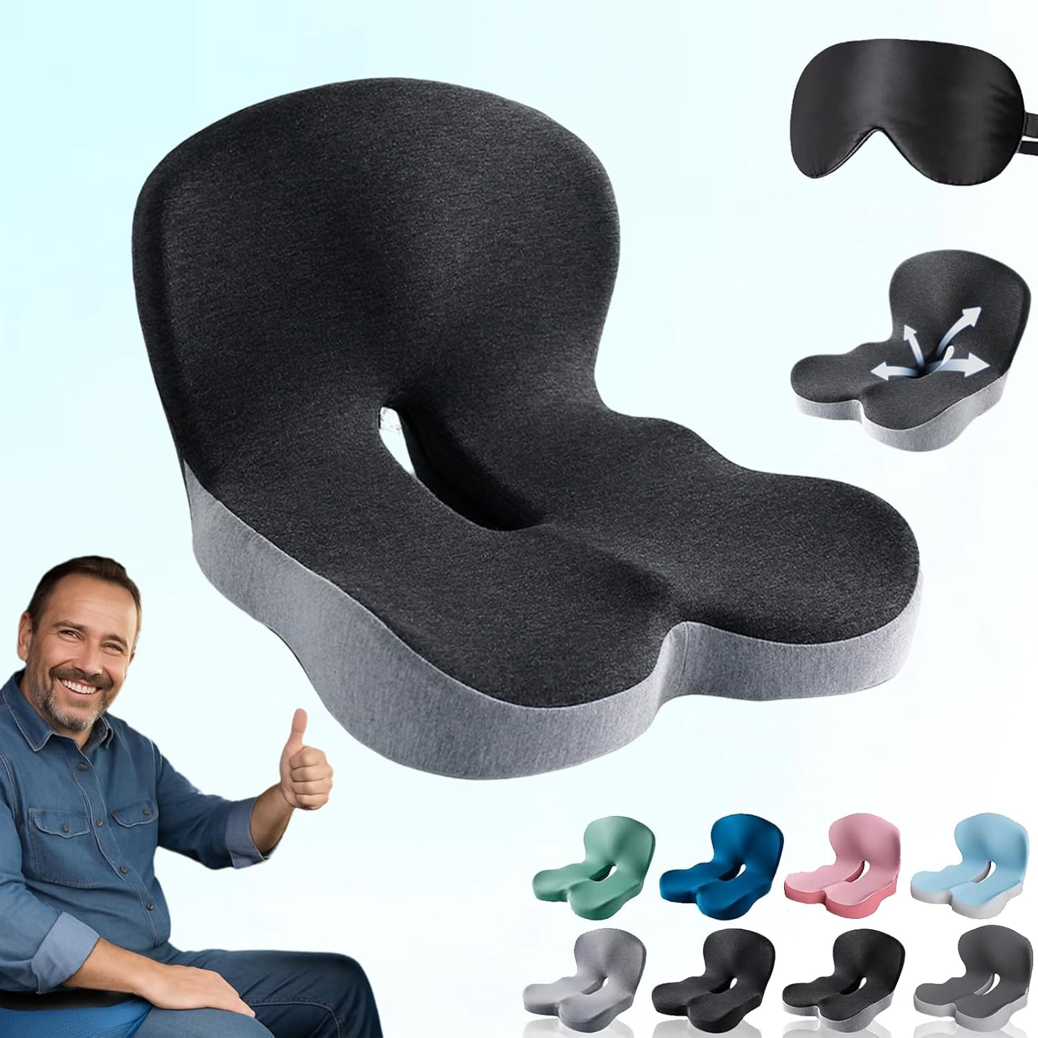 Seravalabs - DuoAlign Orthopedic Cushion - Pain Free Driving & Improved Comfort, Ergonomic Spine and Lumbar Support, Memory Foam Slow Rebound Inner Core, Duo Align Cushion, for Big Rig, Bus, Van (A)