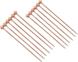 Honbay 12PCS Stainless Steel Reusable Fruit Appetizers Toothpicks Cocktail Picks Stick Skewers for Bar Party (4.3 Inch,...