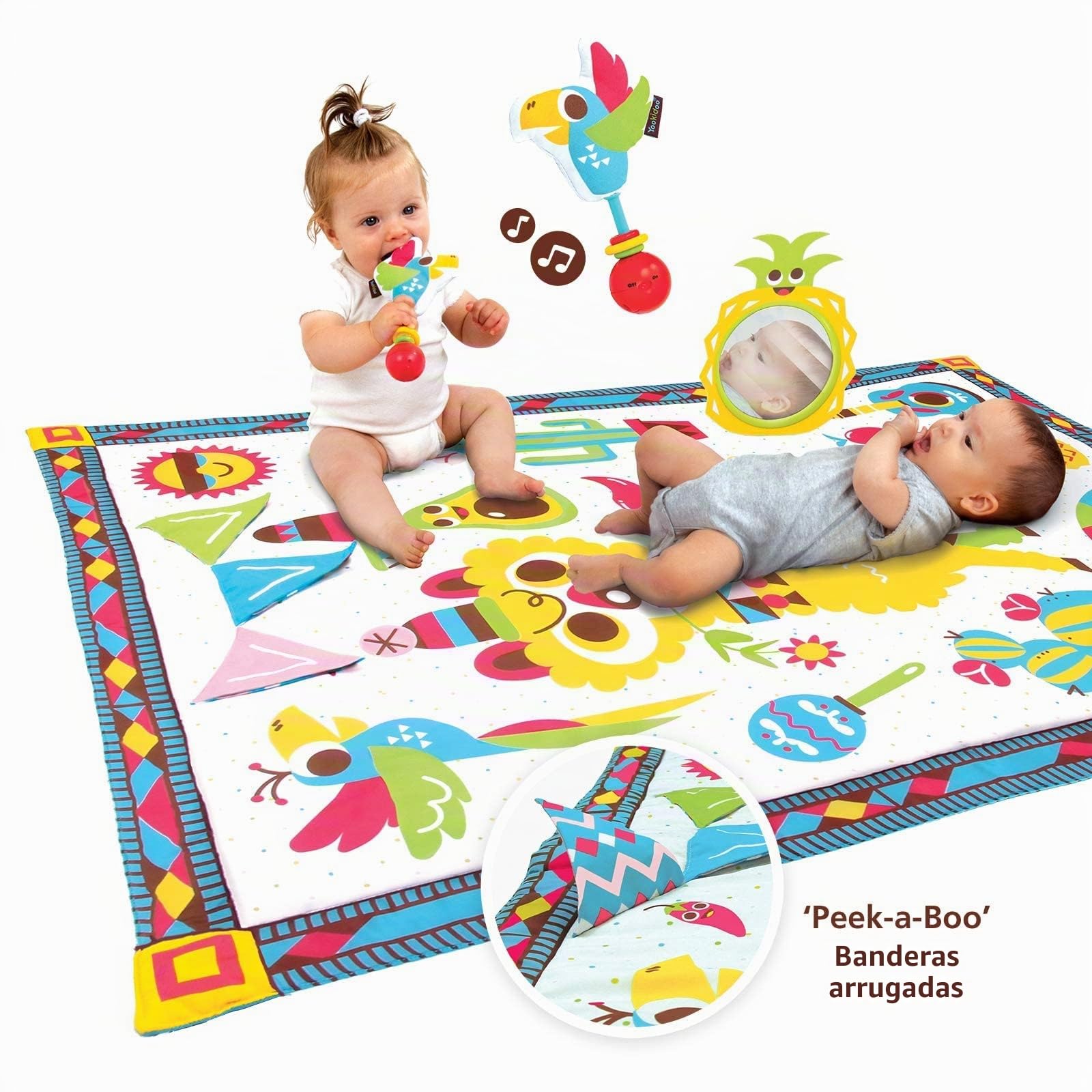 Yookidoo - Fiesta manta de juego con bolsa, manta actividades bebé, gimnasio bebé de 0 a 24 meses
