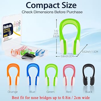 Swimming Nose Clip 10 Pack, Waterproof Silicone Nose Plugs for Adults & Kids (Age 7+) with Storage Case,Multi-Color Anti-Slip Clip for Swimming