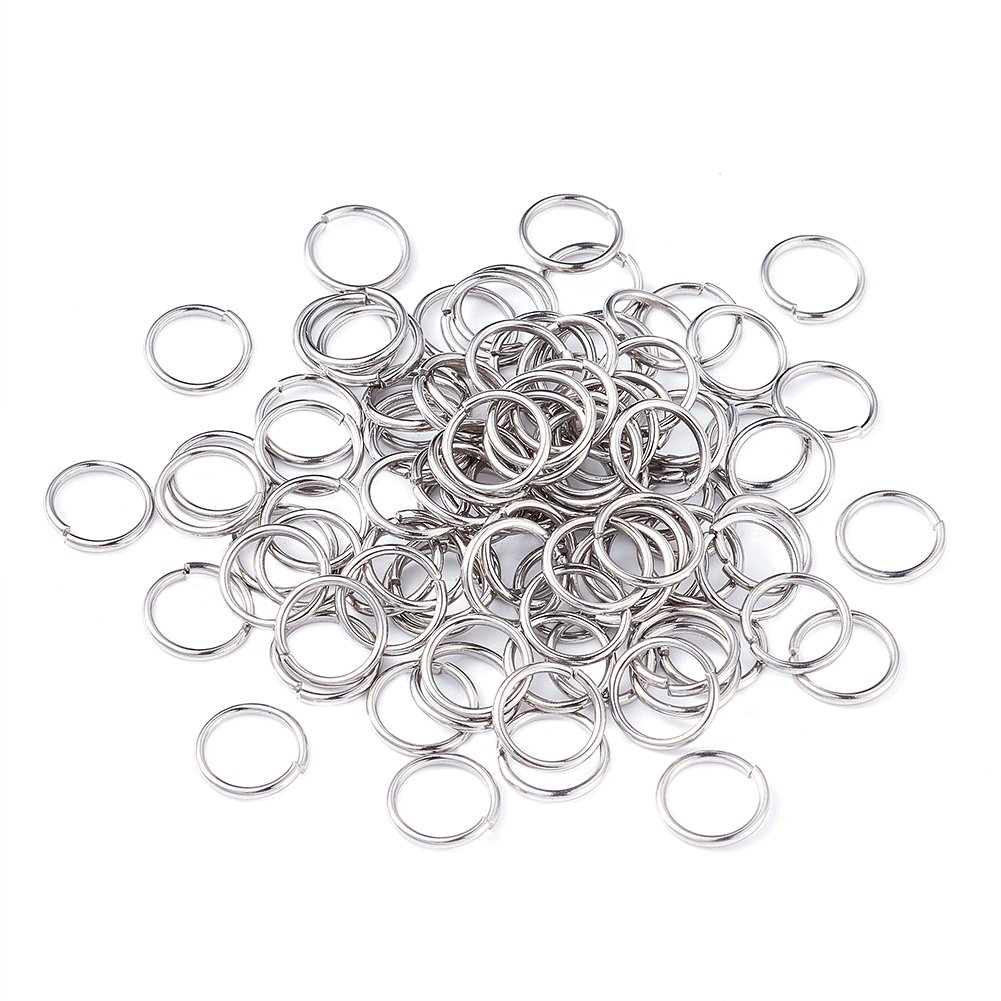 Kissitty 2000pcs 8mm Stainless Steel Open Jump Rings Connectors 0.9mm Thick Chainmail Making Jewelry Findings 20 Gauge