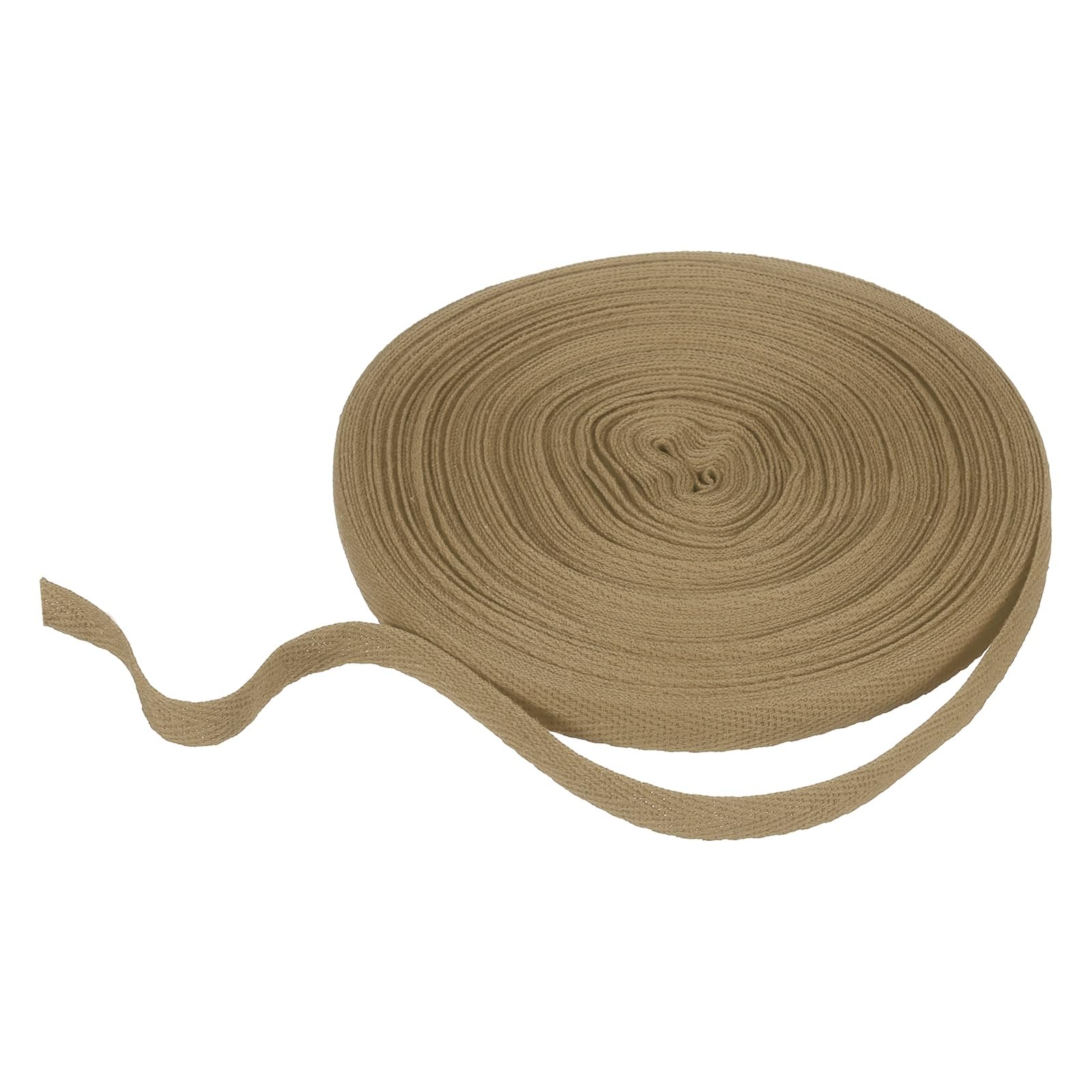 sourcing map Cotton Twill Tape Ribbon 10mm x 21 Meters Herringbone Webbing Tape Roll Bias Binding Tape for DIY Crafts Sewing Gift Wrapping, Khaki