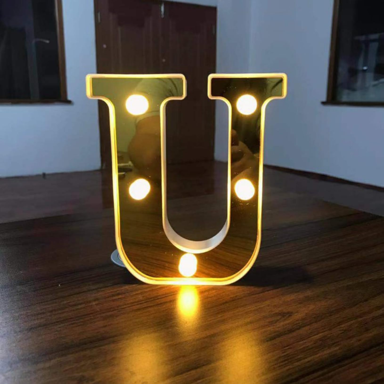 LED Letter U Lights 16cm Marquee Decoration Light Up 0-9 Numbers Night Light Letters Lights Sign for Party Wedding Anniversary Decor Battery Operatgn — image 1