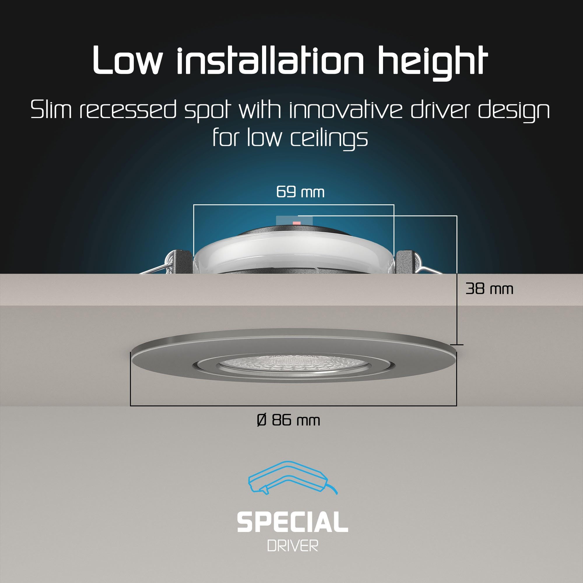 Ledvion 6er Set LED Einbaustrahler 3W CCT Neutralweiss wasserdicht IP65 | Einbaumass Ø86mm; Wasserfest fuer Bad Dusche und feuchte Innenbereiche