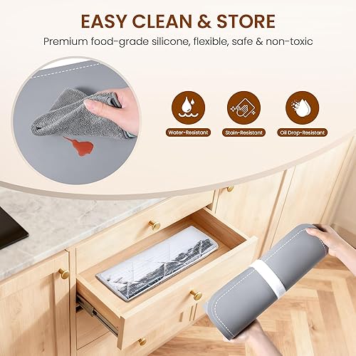 Miniatura 8 de Tapete calentador de alimentos de calentamiento rápido, bandeja de calentamiento eléctrico grande con 7 niveles de temperatura y temporizador de 8