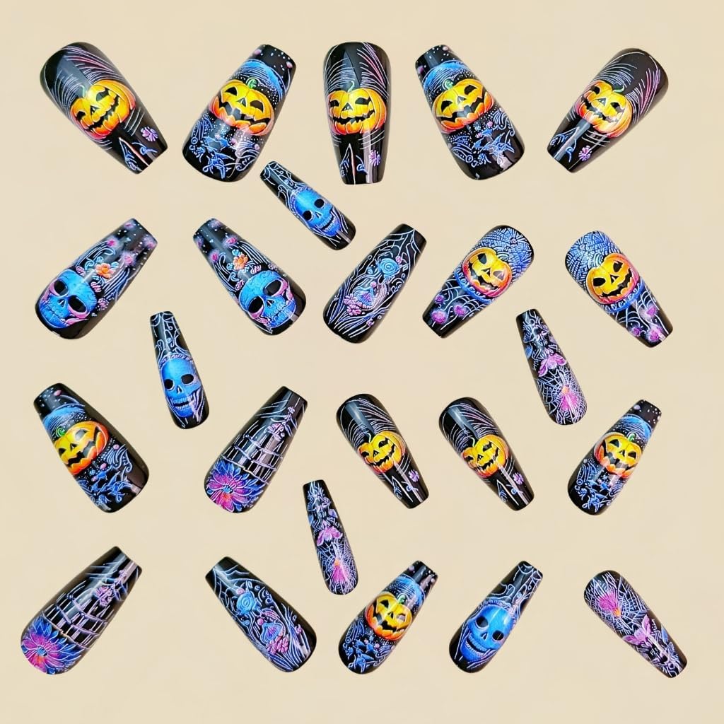 ECVGHD 24 Pieces Reusable Nail Edition Pumpkin Art ABS Material