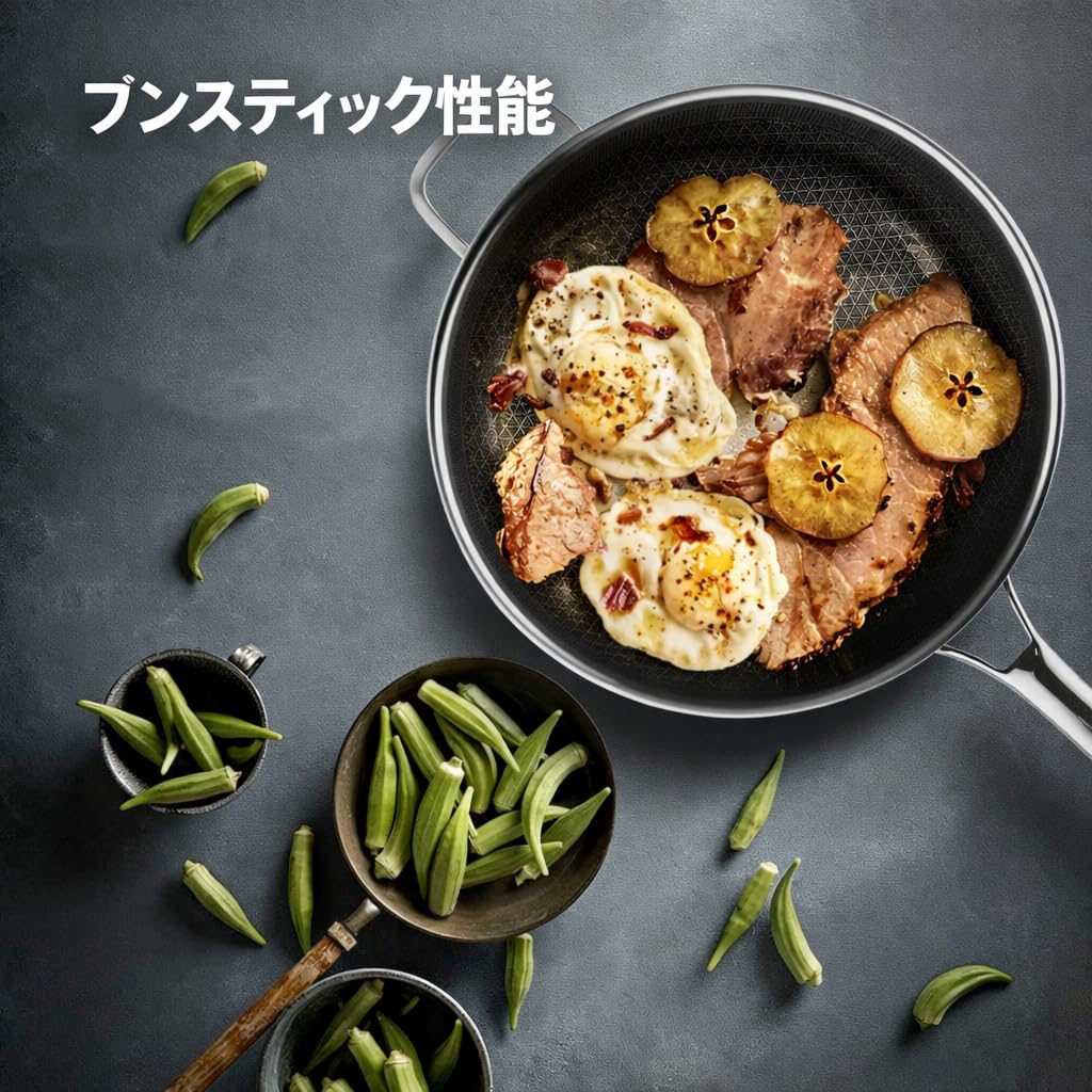 Amazon | DOTCLAD ハイブリッド ステンレス 中華鍋 30cm 蓋付き ノン