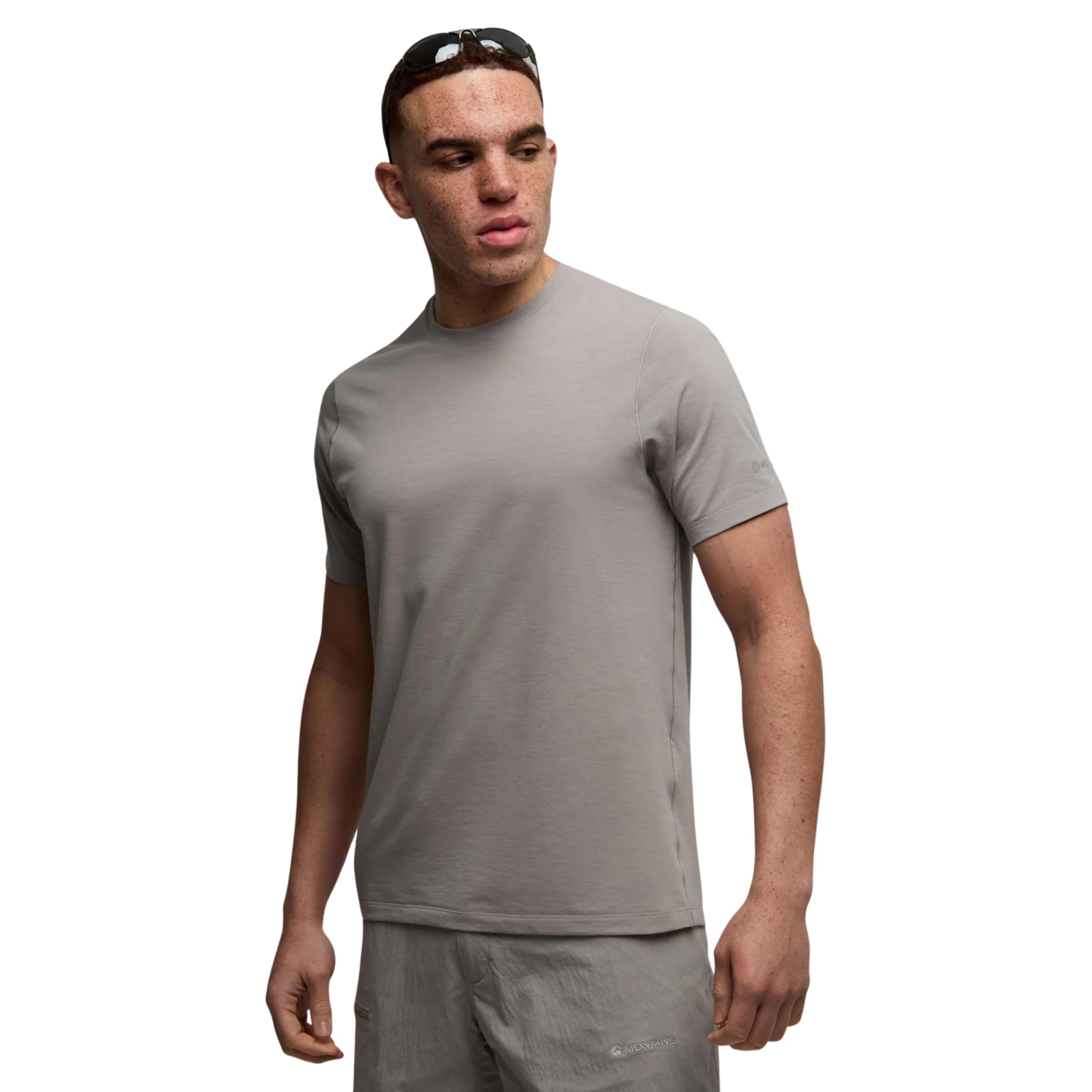 Montane Men's Grey Alhena Mountain Logo T-Shirt, Hiking And Trekking, Drirelease Wool, Polygiene Odour Control, 84% Polyester, 11% Merino Wool (Uk, Alpha, M, Regular, Regular, )