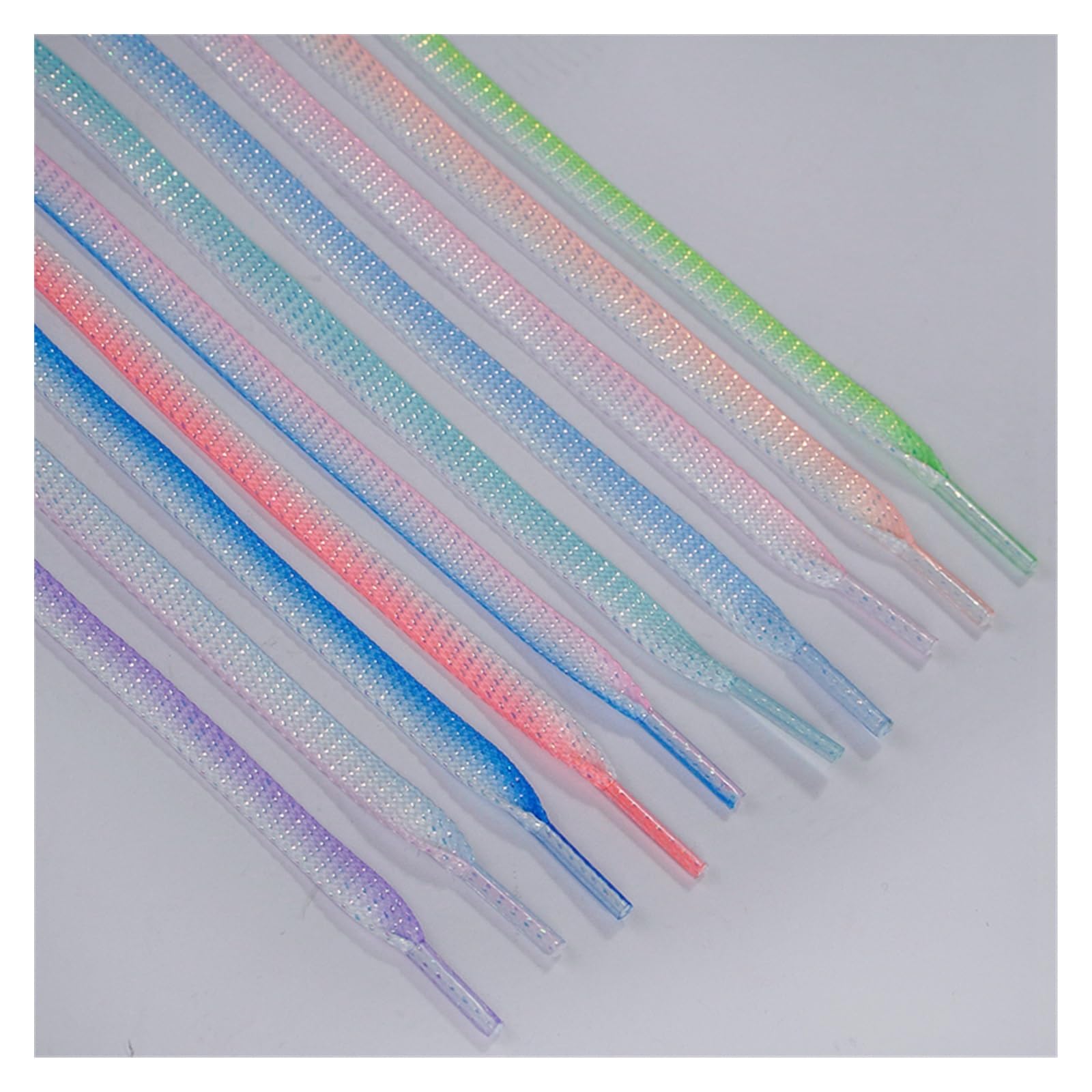 Lacets souplesLes Lacets, Lacets de Chaussures Plats à Paillettes dégradées, Lacets métalliques argentés Brillants, Lacets colorés en Soie Brillante Scintillante(Purple,140cm)