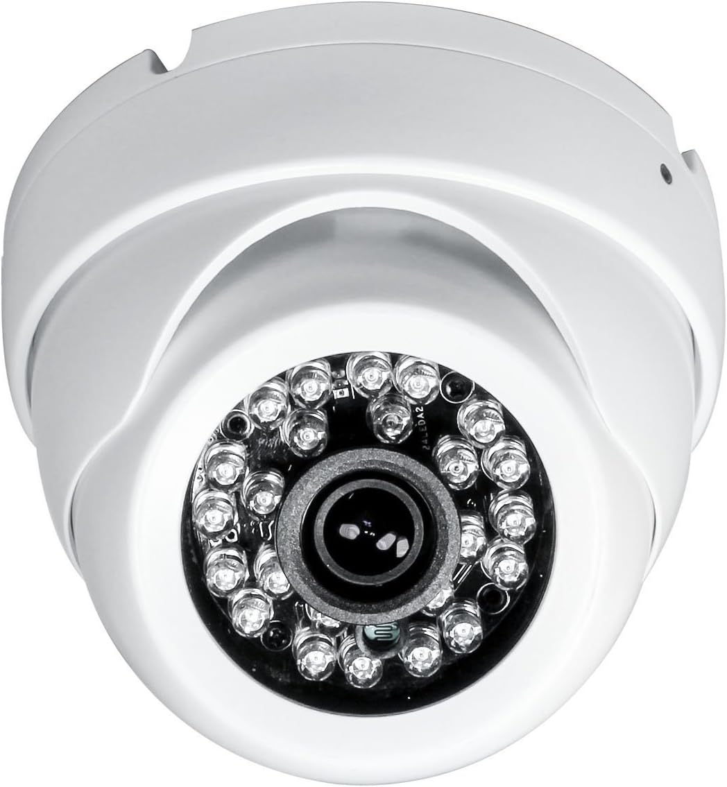 Sinis 2MP HD 1080P Security Analog Dome Camera, TVI/AHD/CVI/960H, 100ft IR Night Vision, IP67 Outdoor Weatherproof, 3.6mm Fixed Lens, White Full Metal Housing