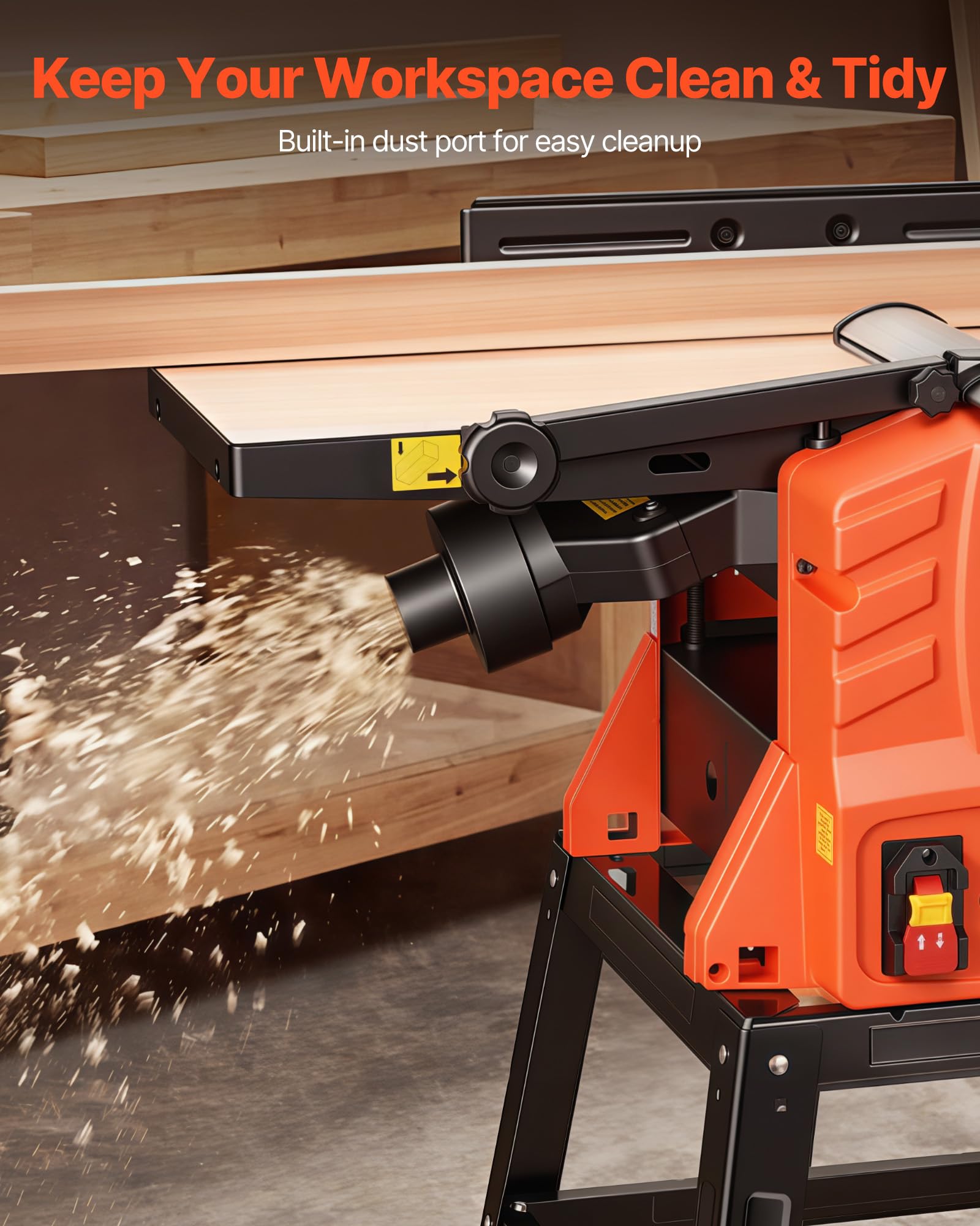 VEVOR Raboteuse Dégauchisseuse 2,4 hp Dégauchisseuse d'Établi 25,4x92,5 cm pour Bricolage Menuiserie, 8000 tr/min, avec Support, Tête de Coupe Droite à 2 Lames, Profondeur de Coupe Réglable 0-3 mm