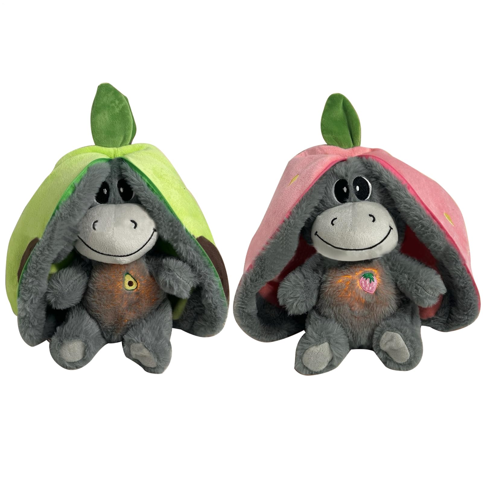 Sollee 2 Stück Atmendes Stofftier Schlummer Esel - Atmende Stofftiere, Schlummer Esel Kuscheltier Mit Atembewegung Und Musik Zum Einschlafen, Einschlafhilfe Babys, Beruhigendes Schlaf, Lindert Ängste