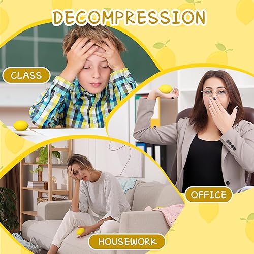 Miniatura 5 de Jerify 50 bolas de limón para el estrés, regalos de fiesta de limón, bolas pequeñas, bolas falsas de espuma sintética de poliuretano para regalos