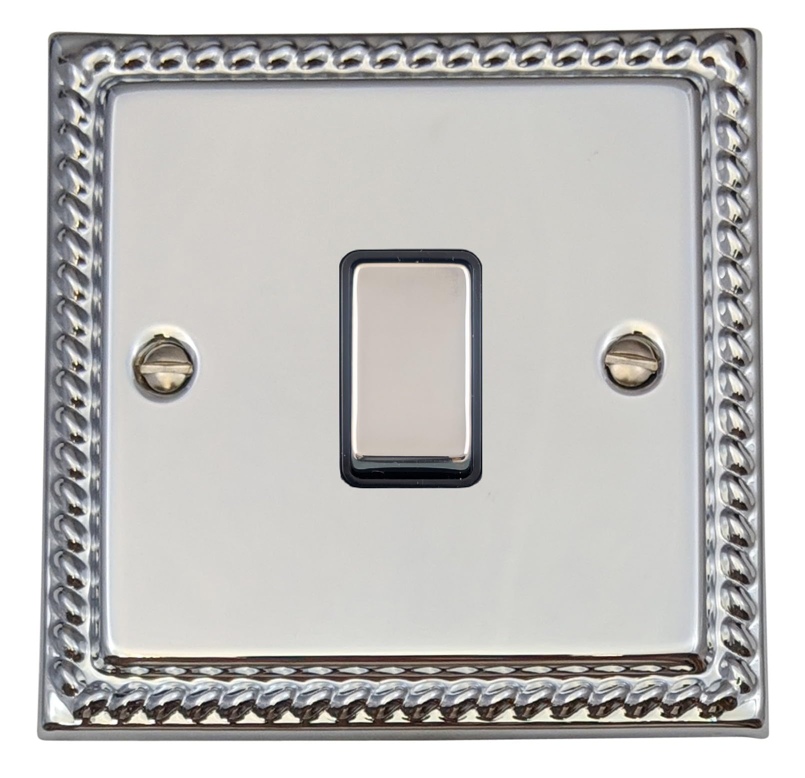 Georgian Polished Chrome Light Switch (1 Gang/Black Insert/Chrome Switch) - MC301