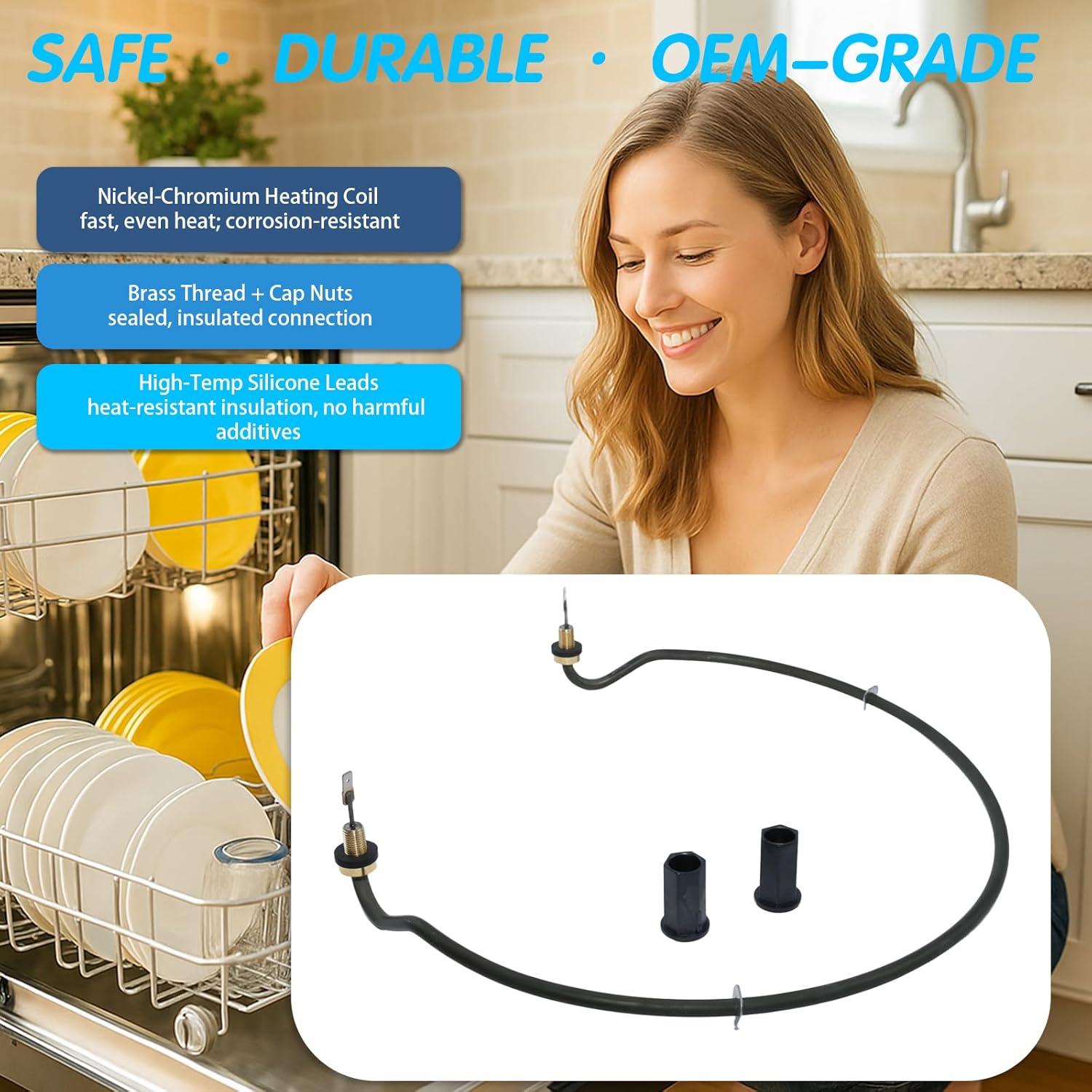 KDFE104DBL0 KDFE104DBL1 KDFE104DBL3 KDFE104DBL2 KDFE104DBL5 KDFE104DBL4 KDFE104DSS1 KDFE104DSS2 KDFE104DSS0 KDFE104DSS3 Heating Element Replacement for KitchenAid Dishwasher