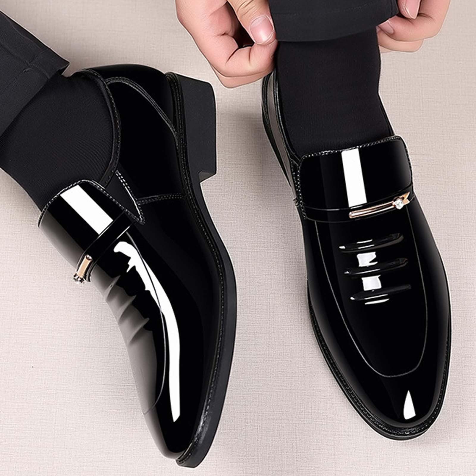 Genérico Zapatos De Charol Hombre,Zapatos Formales De Negocios Ligeros De Punta Baja para El Trabajo Y Ocasiones Especiales