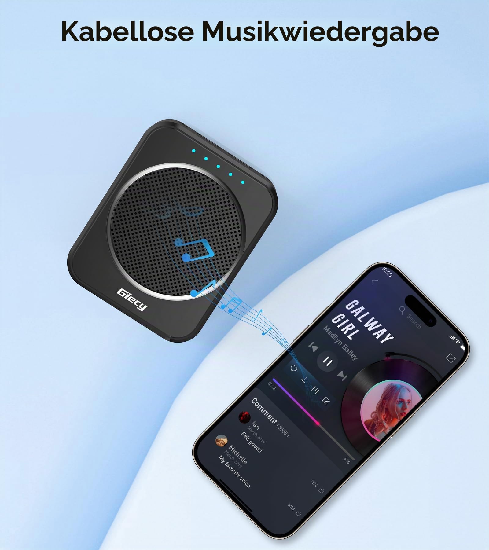 Sprachverstärker mit Kabellosem Lavalier-Mikrofon Tragbar, DSP Anti-Feedback, 2800mAh Akku, PA-System für Lehrer, Führungen, Präsentationen, Outdoor