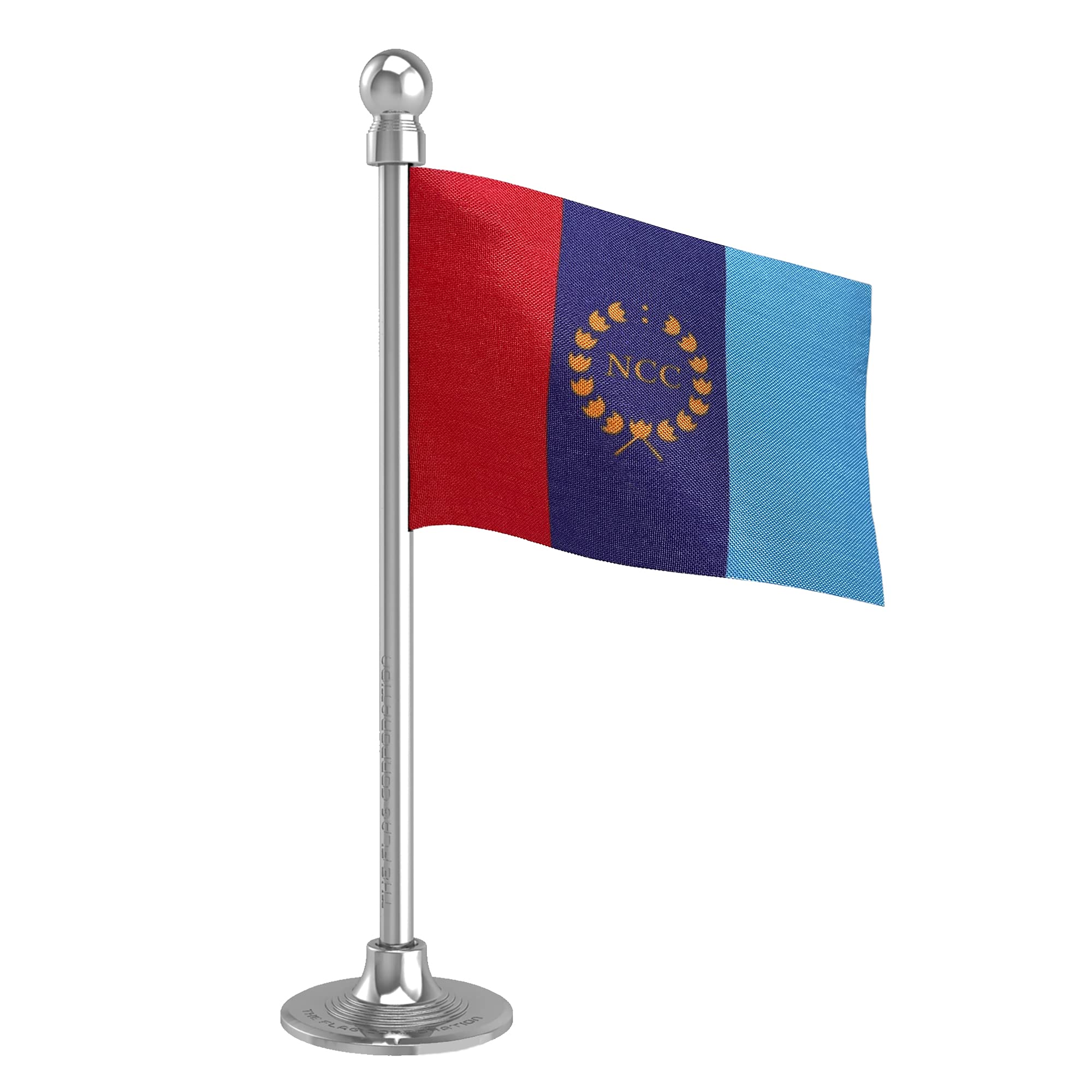 The Flag Corporation NCC National Cadet Corps Car Dashboard Flag 2in x 3in with A Stainless Steel Liquid Chrome Base