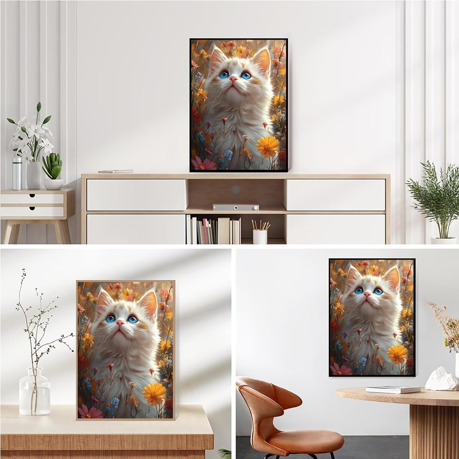 Diamond Painting Kit Completo, Diamond Painting Margherita, 5D Quadrato Pittura Diamante Kit Manualidades Adultos DIY Diamantini Crystal Art Disegni Ricamo Punto Croce Artigianale,60x90cm Gatto j0-666