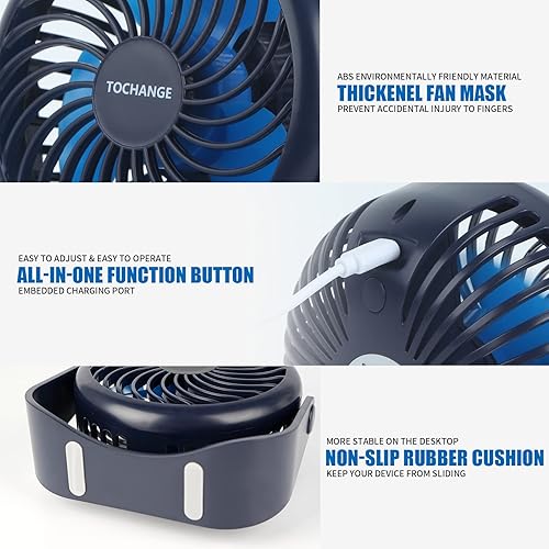 Miniatura 6 de TOCHANGE Ventilador de escritorio USB ventilador personal pequeño ventilador de refrigeración portátil de 3 velocidades alimentado por USB viento