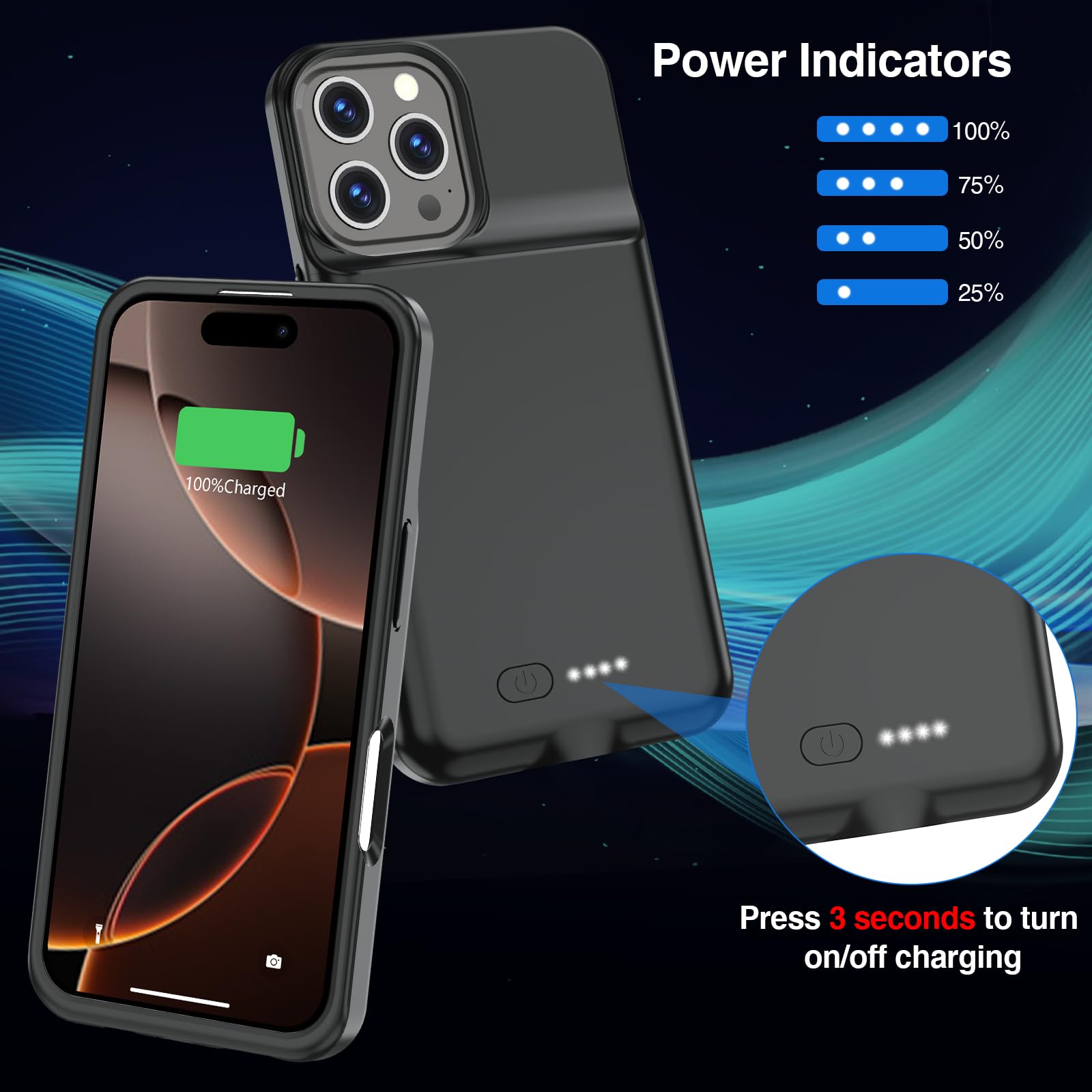 Custodia Batteria Per IPhone 16 Pro 8500 MAh – Ricarica Rapida 15 W, Ultra Sottile, Antiurto In TPU, Con Protezione Da Sovraccarico, Colore Rosso