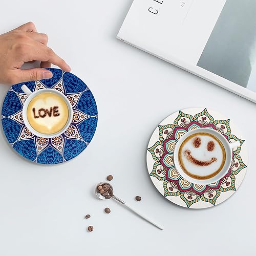 Miniatura 2 de 8 posavasos de cerámica con soporte, posavasos absorbentes para mesa de café, adecuados para varias tazas de 4 pulgadas (color, 8)