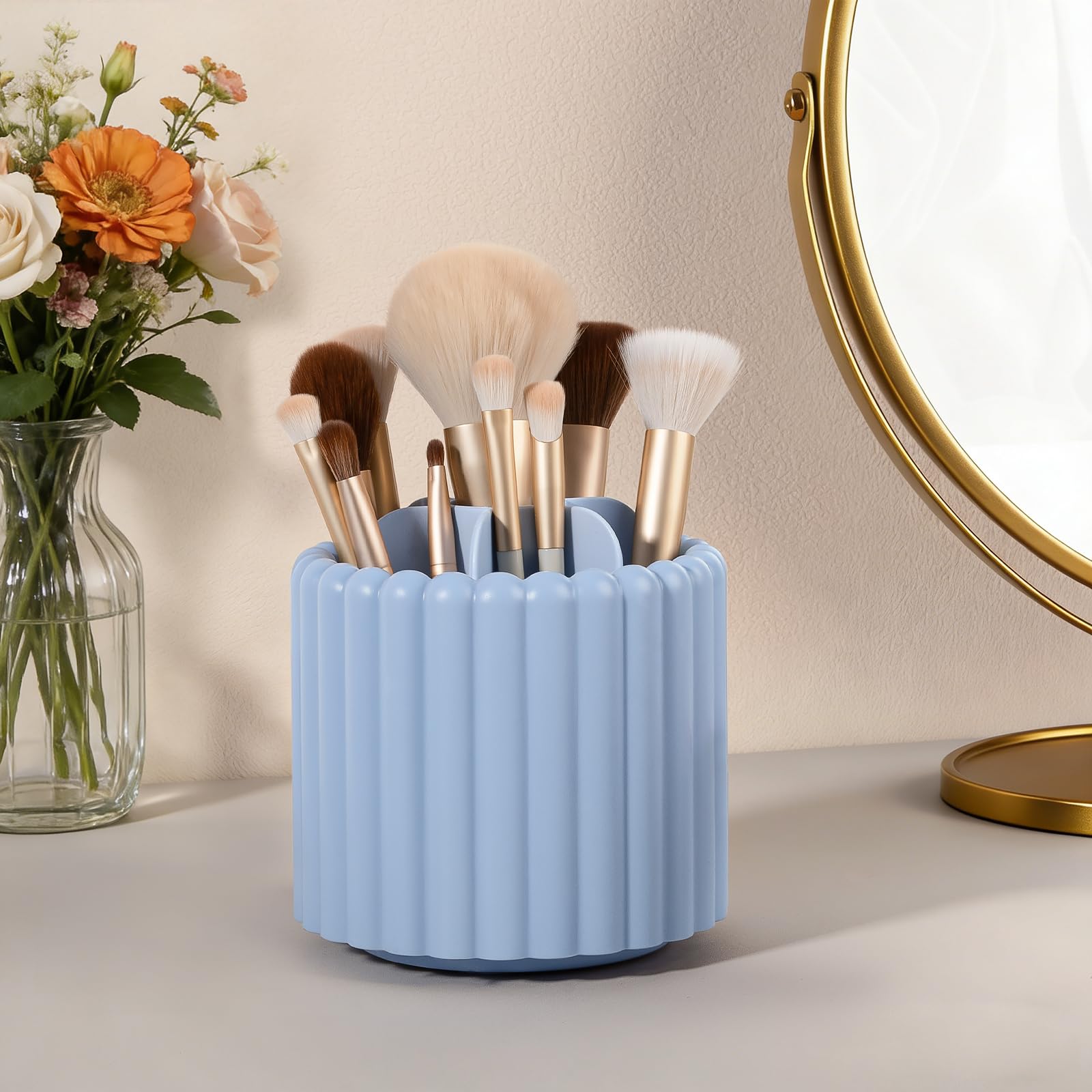 Anyoifax 360° drehbarer Stifthalter für Schreibtisch, abnehmbarer Stiftebecher, Blau